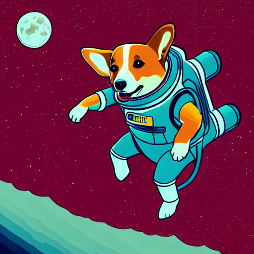 Close - Up Of A Corgi Astronaut Doing The Moon Walk Backward...