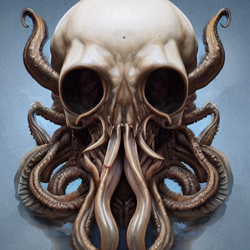 3 D, Cthulhu Mythos Art, Necronomicon, Skeleton Ram Skull Po...
