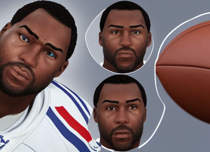 Facial Portrait, Football Player On Sidelines, Madden 2 2 Ga...