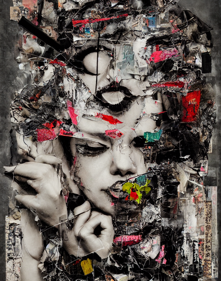 Japaneese Nymphomaniac, Mixed Media Collage, Assemblage, Pho...
