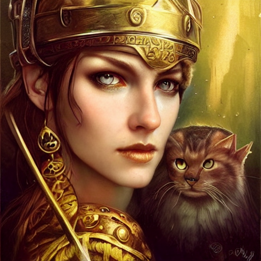 Beautiful Viking Woman Surrounded By Treasure And Gold, Perf...