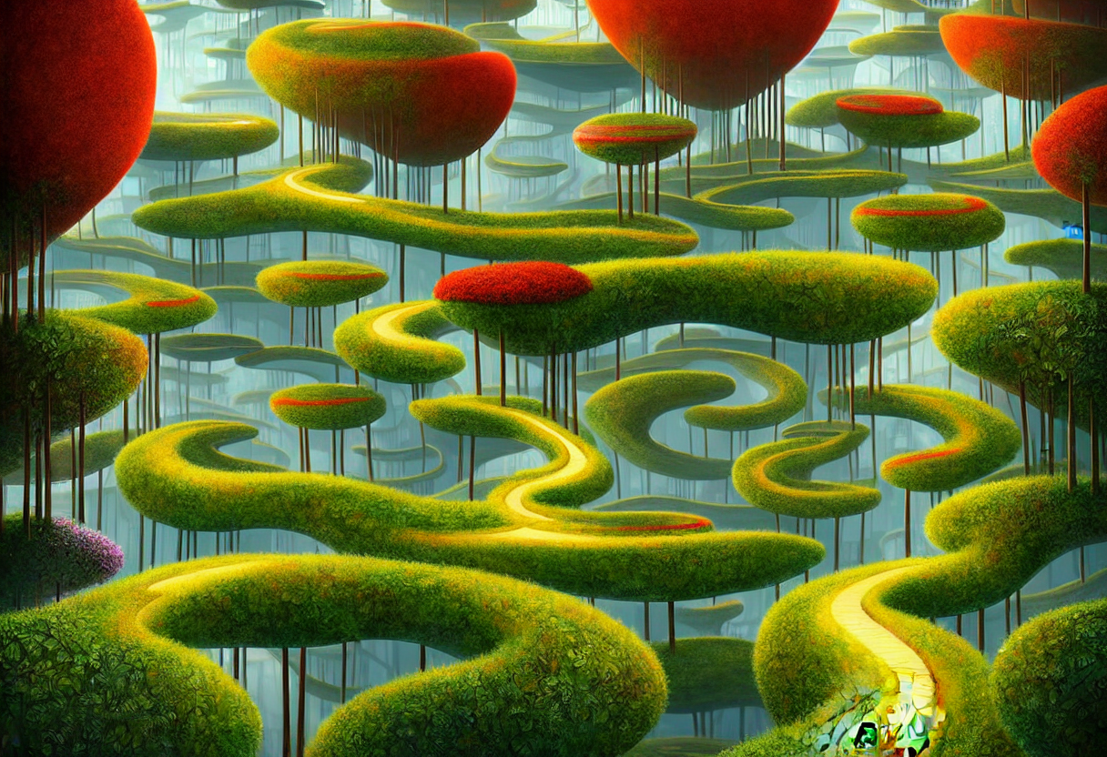 Beautiful City Of The Future, Overgrown With Trees And Plant...
