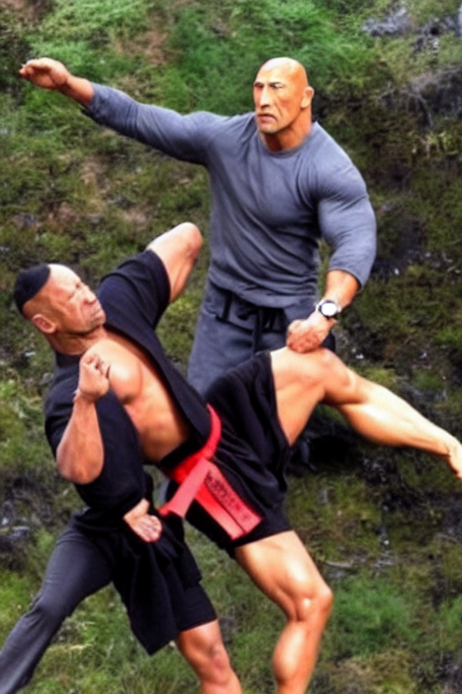 Dwayne Johnson Old Martial Art Master, Naruto Style