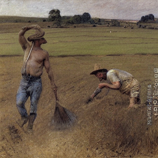 Painting Of A Farmer Raking In A Field, By Steve Huston, Ard...