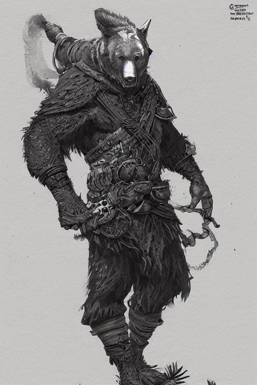 D D Character Art, Black Bear Adventurer, Fantasy, Intricat...