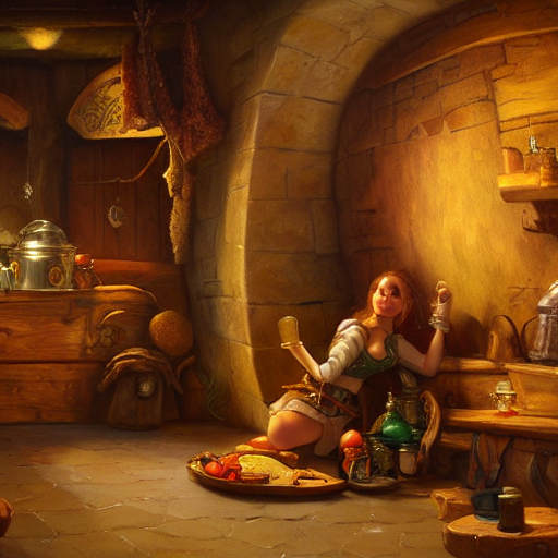 An Elf Resting In A Tavern, Oil Painting By Justin Gerard, D...