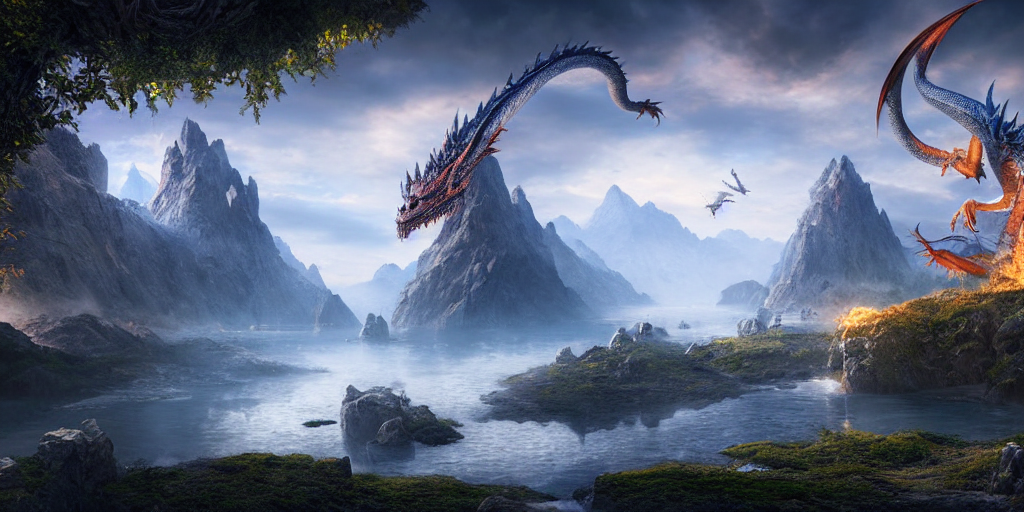 Good Day To Hunt Dragons, Future, Render Of Dreamy Beautiful...