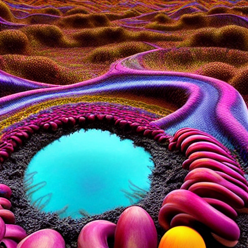 Psychedelic Alien Planet Landscape Made Out Of Mushrooms. Re...