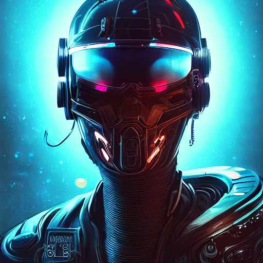 Dark Digital Concept Portrait Cyberpunk Space Pirate, Legend...