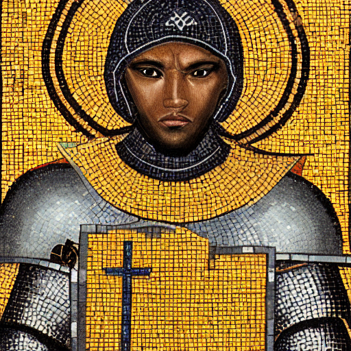 Realistic Portrait Of A Black Crusader Knight In A Byzantine...