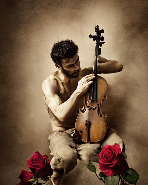 A Man Playing An Invisible Cello, Demons Surround The Man, S...