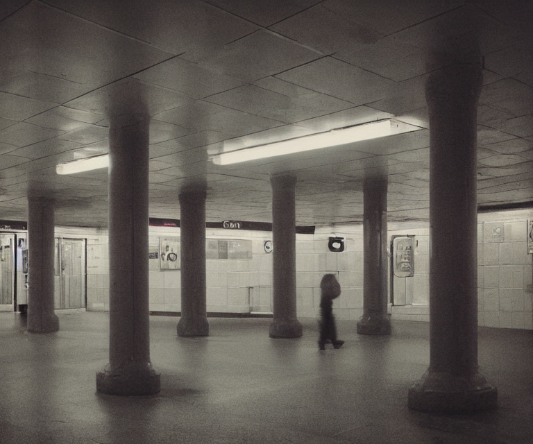 Low - Fi Color Analog Photography. A Liminal Space. A Subway...