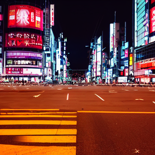 The Shibuya Crossing In A Cyberpunk Dystopian Tokyo Evening...