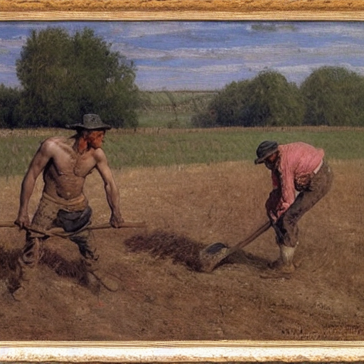Painting Of A Man Farmer At Work In The Field, By Steve Hust...