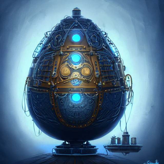 Symmetric A Steampunk Manufactured Mystical Canal Blue Egg...