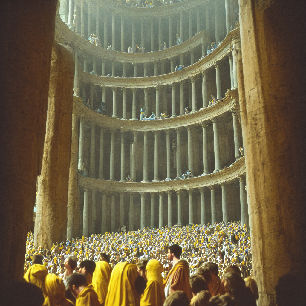 Pov In A Crowd Of People With Toga In Ancient Neoclassical B...