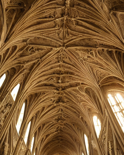 An Elaborately Carved Cathedral Ceiling, Flying Buttresses,...