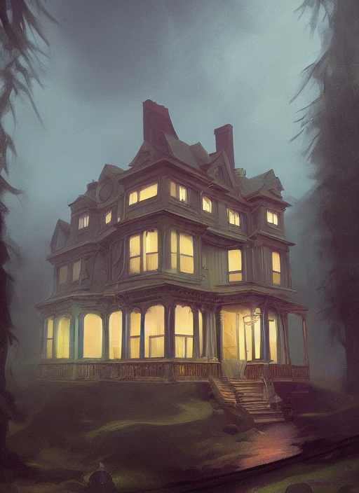 Lovecraft Horror Victorian House By Edward Hopper, Pi - Slic...