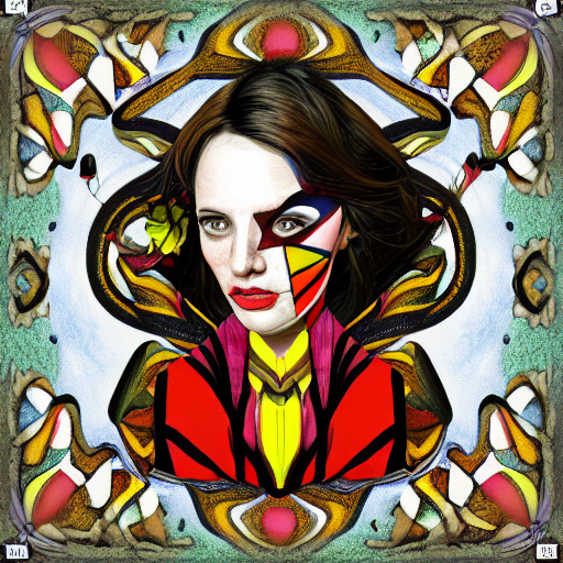 An Isometric Portrait Of A Harlequin Against A Wall, Art Nou...