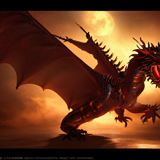 Gargantuan Mechanical Dragon With Photon Wings Exhales The C...
