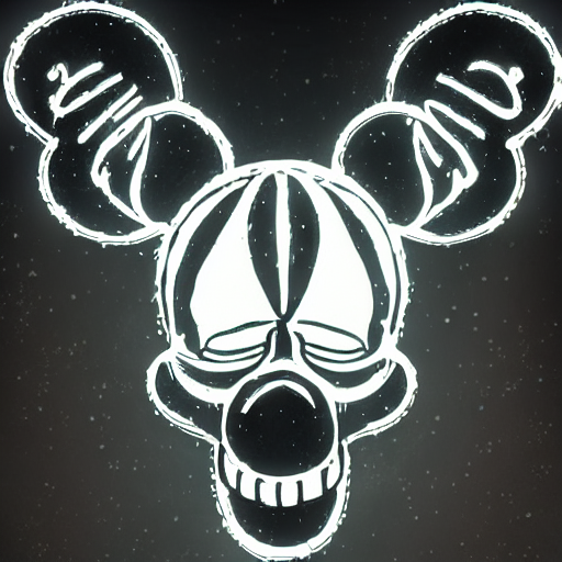 White Mickey Mouse Skull, D D, Beautiful Lighting, Lasers,...