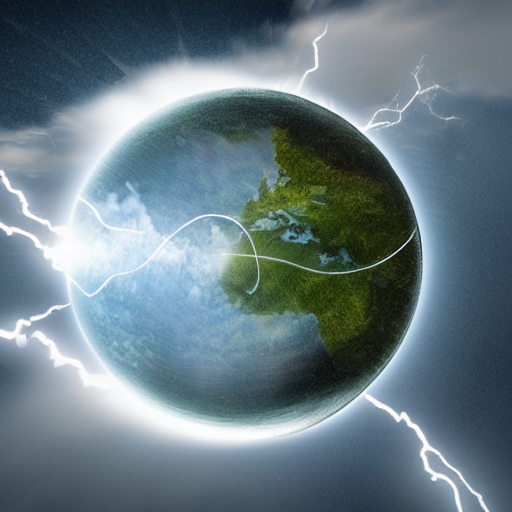 A Perfect Glass Sphere With Clouds Of Rain Inside And Lightn...