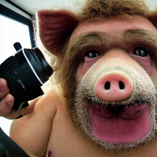 Fat Hairy Hungry Pigman Crawling On All Fours, Sniffing The...