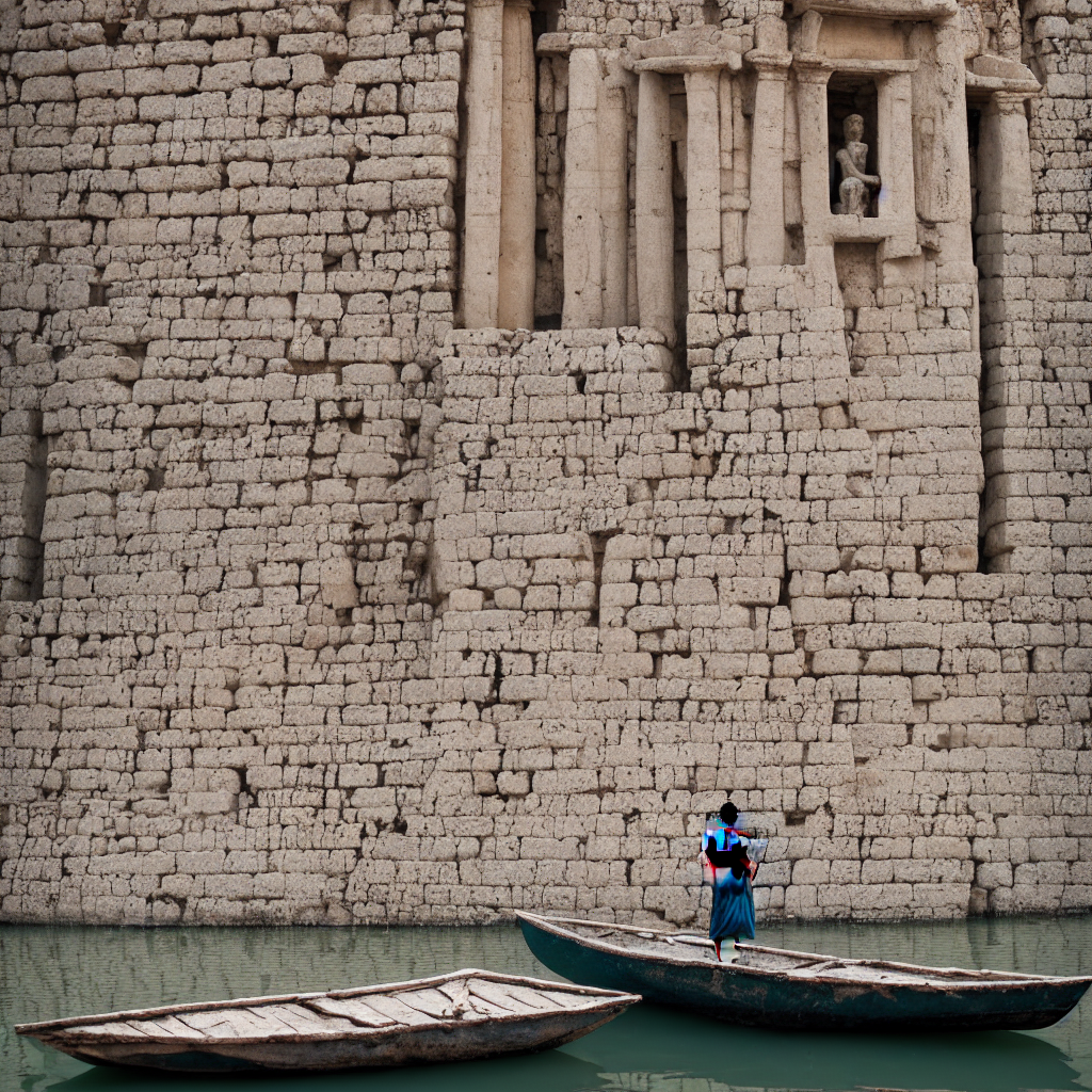A Man On A Small Boat On A Lake By Djibril Diop Mambety, Anc...