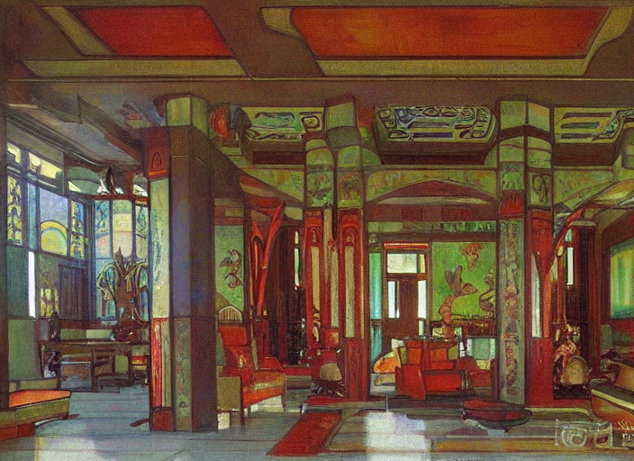 Oil Apinting Of An Orientalist Maximalist Art Nouveau Frank...