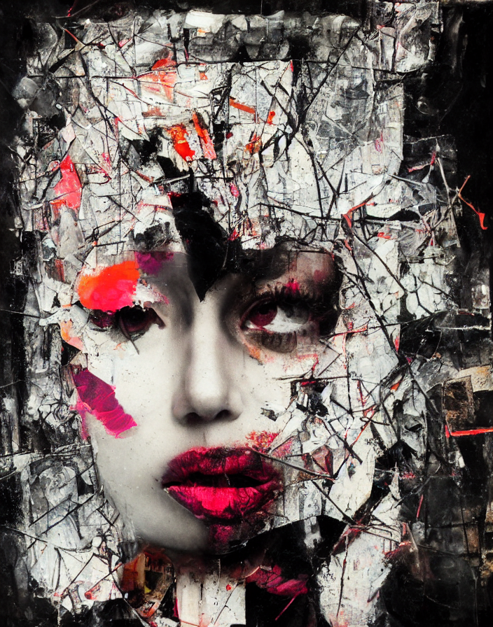 Girl From Fight Club, Mixed Media Collage, Assemblage, Photo...