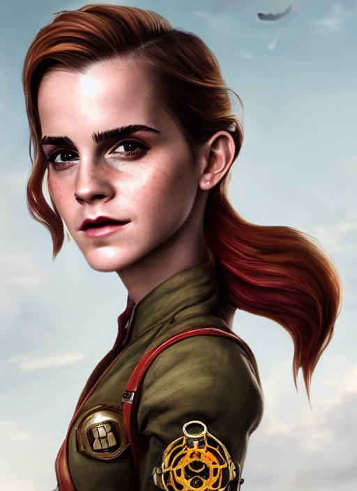 Biohazard Portrait Of Emma Watson In Pilot Uniform Long Red...