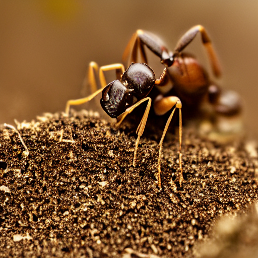 Tilt Shift Macro Dirt, Ant Laying Eggs