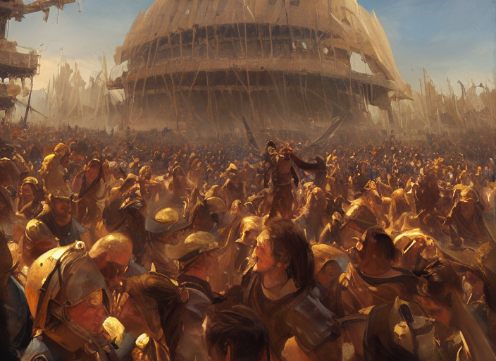 Greg Manchess Oil Matte Portrait Painting, Medieval Stadium...