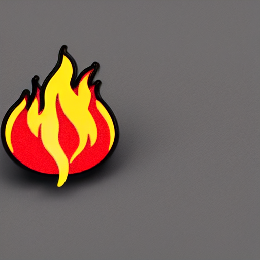 A Retro Minimalistic Fire Flame Waring Caution Label Enamel...