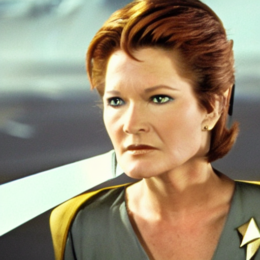 Captain Kathryn Janeway Of The Starship Voyager Holding A Sw...