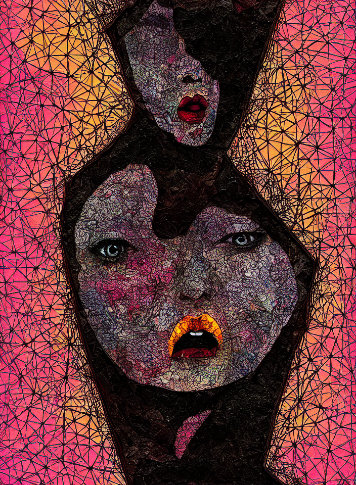 Symmetry Cancer A Distorted Girl Screams. Detailed Analogue...