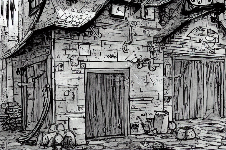 Photo Cartoon Bd Illustration Comic Manga Painting Of Garage...