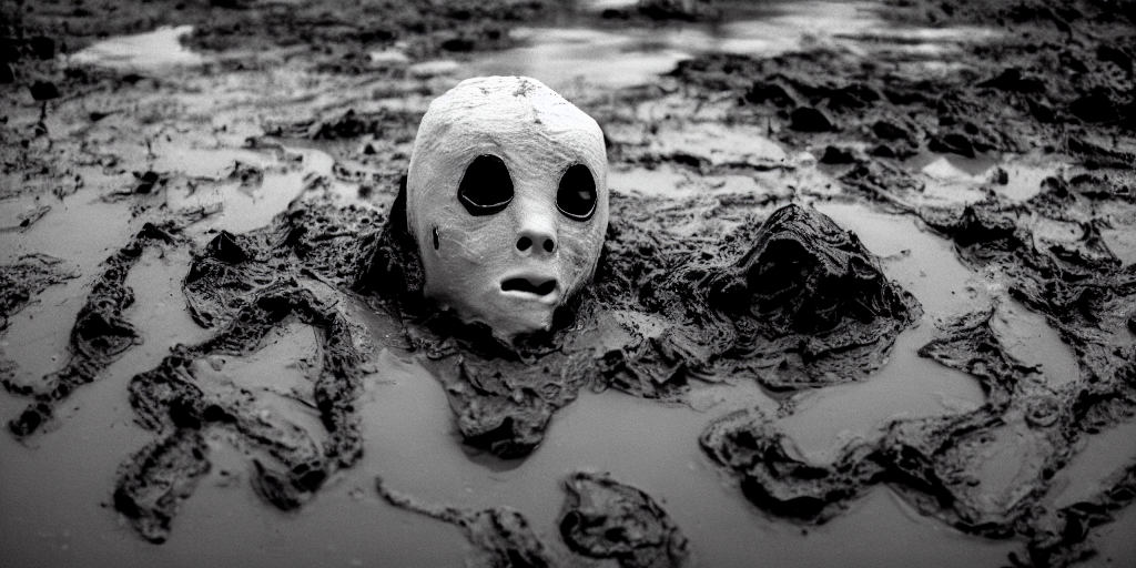 Movie Still Close - Up Of A White Japanese Ghost Face Going...