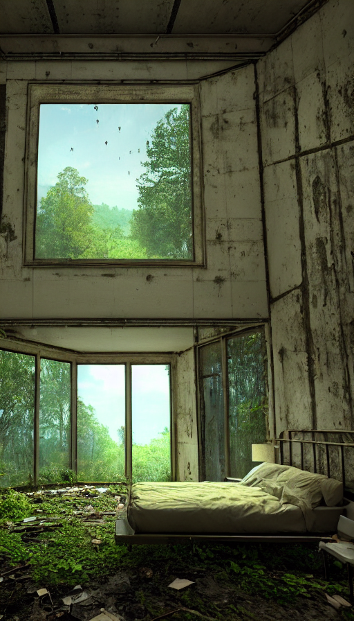 A Beautiful Photorealistic Highly Detailed Urbex Bedroom Unf...