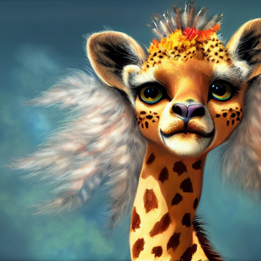 Cute Fluffy Baby Giraffe Cheetah Hybrid Mixed Creature Chara...