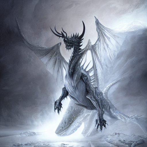 Photorealistic Demonic Ice Dragon In The Style Of Michael Wh...