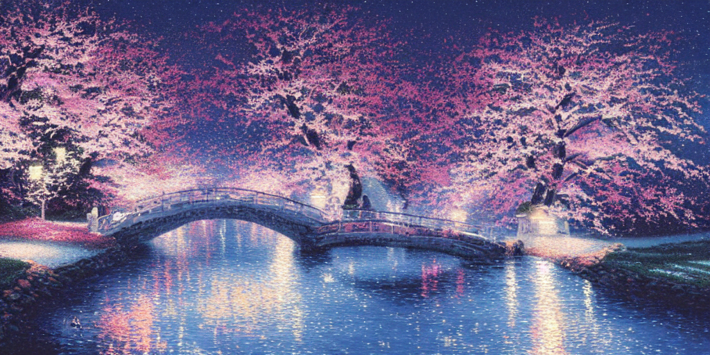 A Sky Stream Of White Streamers In A Sea Of Cherry Petals. S...