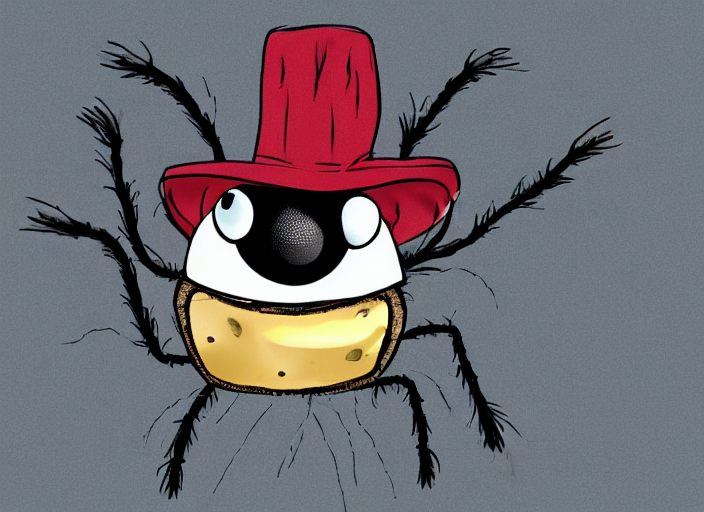 An Anthropomorphic Jumping Spider Wearing A Hat Cooking Dinn...