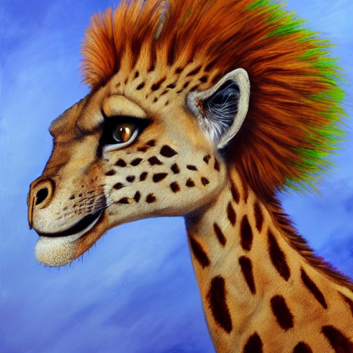 Regal Elegant Fluffy Giraffe Cheetah Lion Hybrid Mixed Creat...