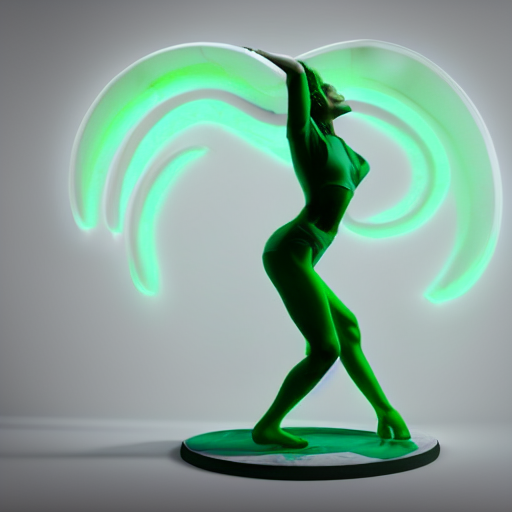 White Marble Sculpture Of A Woman, Dynamic Pose, Green Neon... — Stable Diffusion AI Prompt: white marble sculpture of a woman, dynamic pose, green neon background, realisti...