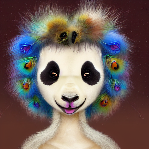 Cute Fluffy Baby Giraffe Panda Hybrid Mixed Creature Charact...
