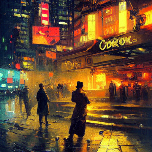 A Painting By Edouard Cortes. Cyberpunk, Synthwave, Steampun...