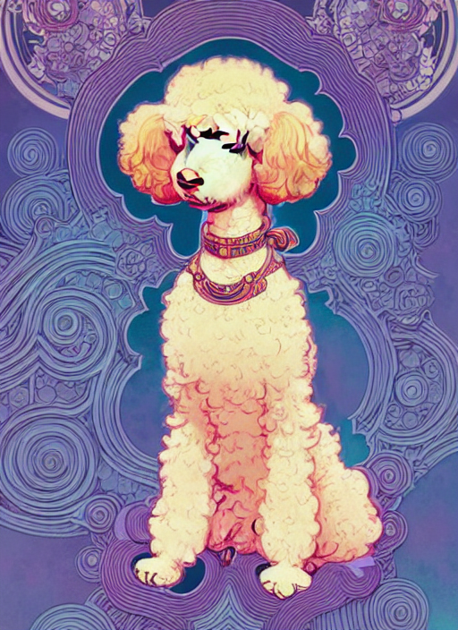 Victo Ngai Cute Poodle Sticker Design, Highly Detailed, High...