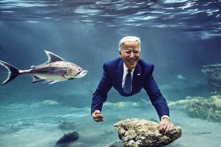 Photograph Of Joe Biden Swimming With Fish, A Dozen Mini Joe...