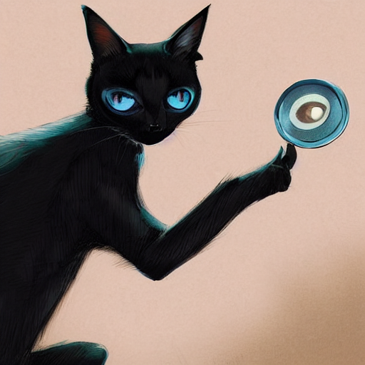 Dream A Blue - Eyed Black Siamese Cat Wearing A Monocle, By...